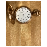 WALTHAM AMERICAN HUNTING CASE POCKETWATCH, RAILROAD STYLE