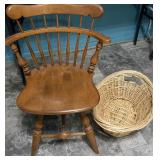 ROCK MAPLE SWIVEL CHAIR. BASKET SOLD.