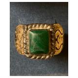 GENTS LARGE STERLING RING WITH GREEN STONE. ONLY $45
