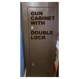 HEAVIER DUTY, DOUBLE LOCKED GUN STORAGE CABINET, 8 LONG GUNS, 15 PISTOLS