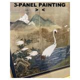 3-PANEL "TRYPTICH" FRAMED ORIENTAL THEME ARTWORK