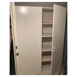 NICE 5-SHELF STORAGE CABINET WITH DOORS, LIKE NEW