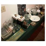 GLASSWARE, FIGURINES, AND TABLE TREASURES