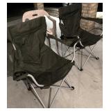 FOLDUPU CAMPING CHAIRS WITH ARMS. STORAGE BAGS FOR EACH.