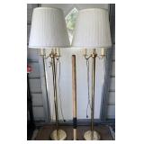 2 BRASS FINISH FLOOR LAMPS, HANDHELD SOIL TAMP