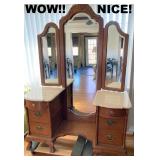 Circa 1930's Deluxe Dresser w/FULL LENGTH CENTER MIRROR!!
