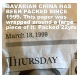THE BAVARIAN CHINA HAS BEEN PACKED FOR 22 YEARS! IN EXCELLENT CONDITION!!!