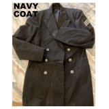 NAVY PEA COAT WITH SEAMAN 3-BAR PATCH