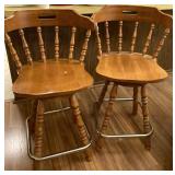 2 SWIVEL BAR CHAIRS WITH FOOT REST RING BELOW