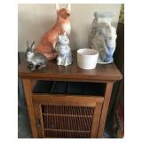 NEAT SMALL STAND WITH STORAGE AND WICKER DOOR
