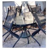 TABLE, CHAIRS, UMBRELLA