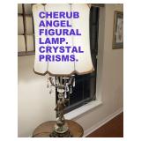 MCM CHERUB FIGURAL LAMP WITH GLASS PRISMS