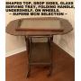 MCM SCALLOPED DROPLEAF SERVING CART. REMOVABLE SERVING TRAY.