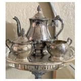 SILVER TEA SERVICE WITH TRAY