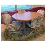 DINING TABLE w/4 ROLLING CHAIRS