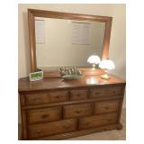 SOLID PINE WOOD FURNITURE- 8 DRAWER DRESSER WITH MIRROR
