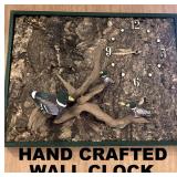 HAND CRAFTED WALL CLOCK; HAND CARVED BIRDS
