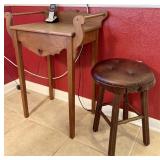 HANDCRAFTED PHONE STAND. WOODEN STOOL