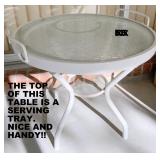 SMALL TABLE w/REMOVABLE TOP WHICH IS SERVING TRAY