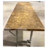 TOP IS COVERED WITH MASONITE OR HARDBOARD WHICH IS EASILY REMOVES WITH SCREW GUN