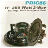 WALL OR CEILING SPEAKERS, 250 WATT, 2-WAY, 8"