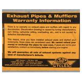 THE WARRANTY CARD FOR THE EXHAUST PIPES