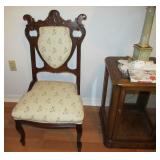 ANTIQUE SIDECHAIR, NEW UPHOLSTERY