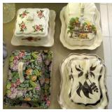 SIGNED BUTTER DISHES. READ SIGNATURES L to R, TOP to BOTTOM