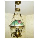 HANGING OIL LAMP. NOT DRILLED. STILL CAN USE AS OIL LAMP.
