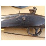 PRE CIVIL WAR CONTACT FLINT LOCK MUSKET Unknown Maker -, HAS ROD WITH - 28"; BARREL -32" TOTAL LENGT