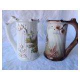 GERFOLD PORZELLAN BAVARIA PUZZLE STEIN - #1 DUCK DESIGN WHITE, #2 JACK RABBIT DESIGN BROWN - BOTH HA