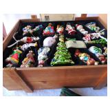 Wooden crate of Christmas ornaments with certificate of authenticity by Thomas Pacconi, 
