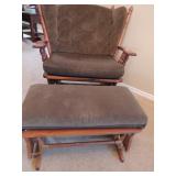 CHAIR & HALF GLIDER - FOREST GREENPLUSH CUSHIONS - CHAIR -37 X 42 X 19 : STOOL - 32 X 16 X 17 CUDLE 