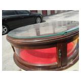 Small glass table top display with glass top very nice, 7 X 20