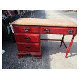 Red wooden desk 4 drawers 29x45x19