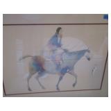 NATIVE AMERICAN WATER COLOR "EARTH HEALER" CAROL GRIGG PRINT FRAMED 32 X42