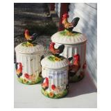 QTY 3 ROOSTER CANISTERS