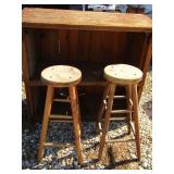 WOODEN BAR WITH 2 STOOLS 39*46*20"