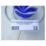 BLUE/WHITE SWIRL PAPERWEIGHT