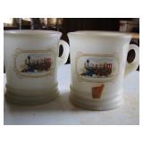 AVON MILK GLASS SHAVING MUG W/ LOCOMOTIVE   QTY 2