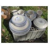 ANCHOR HOCKING - SEASCAPE C8700/94 DISH SET - 8 PLATES, 8 SALAD, 7 BOWLS, 7 CUPS & 7 SAUCERS