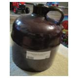 PRIMITIVE BROWN STONEWARE CROCK JUG