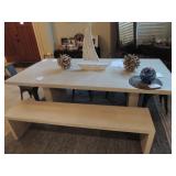 CRATE & BARREL DINING TABLE  W/ BENCH AND 4 CHAIRS