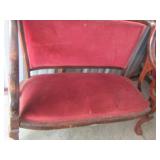 Vintage Red Armed Bench 