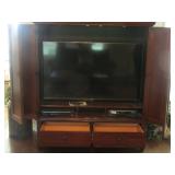 HOOKER FURNITURE ENTERTAINMENT UNIT, DOUBLE DOORS, 2 DRAWERS ON BOTTOM - 64"H 58" W X 24" D ( TV NOT