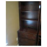 BOOK SHELF W/ 3 SHELVES, 2 DRAWERS MATCHES 14 & 17 76" X 20" X 22