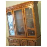 BUFFET / HUTCH GLASS SHELVES, , 3 DRAWERS & DOORS ON THE BASE, BEAUTIFUL PIECE 80H X 56"W X 18"D - 1