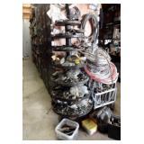 Rotating 7 Shelf Small Parts Organizer and Contents Includes Nut, Bolts, Screws, Washers, Clamps