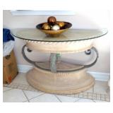 Sofa/Hall Table With Glass Top, Contents Not Included 30"T x 50"W x 18"D