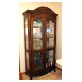 Lighted Tempered Glass Shelved China Cabinet, With Key, 81"H x 36.75" x 17"D